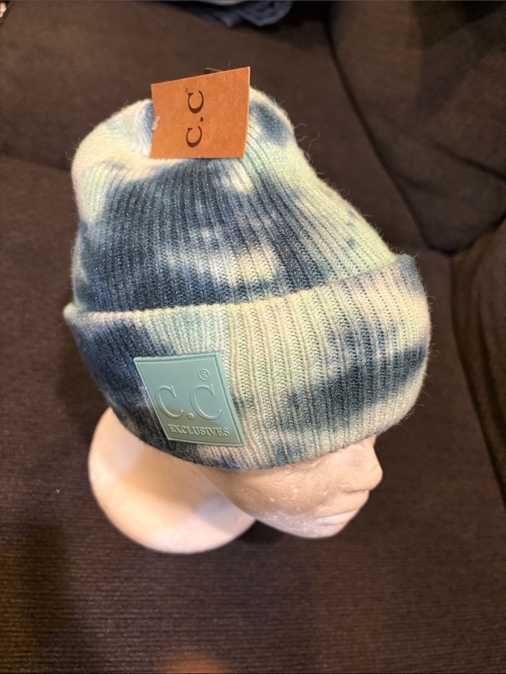 C.C Tie-Dye Beanie - Blue/Green & White